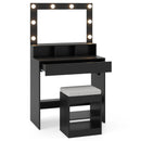 Vanity Table Set with Lighted Mirror and Cushion Stool by LJGDeals
