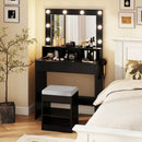 Vanity Table Set with Lighted Mirror and Cushion Stool by LJGDeals