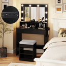 Vanity Table Set with Lighted Mirror and Cushion Stool by LJGDeals
