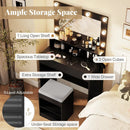 Vanity Table Set with Lighted Mirror and Cushion Stool by LJGDeals
