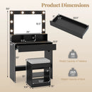 Vanity Table Set with Lighted Mirror and Cushion Stool by LJGDeals