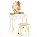 Vanity Table Set with 3-Color Lighted Dimmable Mirror by LJGDeals