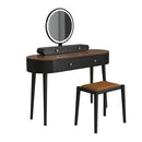 Makeup Vanity Table Set with LED Mirror and 3 Spacious Drawers-White-Brown by DirectDeals