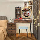 Vanity Table Set with 3-Color Lighted Mirror and Cushioned Stool by LJGDeals