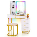 Vanity Table Set with RGB LED Lights and Wireless Charging Station by LJGDeals
