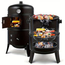 3-in-1 Charcoal Smoker Grill BBQ Fire Pit Portable Outdoor Camping Grill by 2Dropme