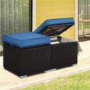 Costoffs 2PCS Rattan Storage Ottomans with Cushions – Outdoor Wicker Footstools & Side Tables for Patio, Garden & Balcony by 2Dropme