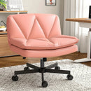 27" Wide Criss Cross Office Chair with Wheels – Adjustable Swivel Armless Vanity Desk Chair with Back Support by 2Dropme