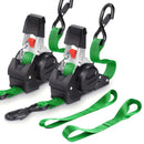 4PCS Retractable Ratchet Tie Down Straps – 10FT Heavy Duty Self-Retracting Cargo Straps for Truck, Trailer & Motorcycle by 2Dropme