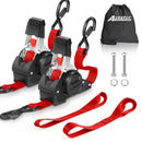 4PCS Retractable Ratchet Tie Down Straps – 10FT Heavy Duty Self-Retracting Cargo Straps for Truck, Trailer & Motorcycle by 2Dropme
