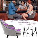 2 Pieces 29.5 Inch Pub Height Swivel Velvet Bar Stools with Metal Legs-Gray by LJGDeals