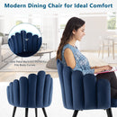 Modern Velvet Dining Chair with Metal Base and Petal Backrest