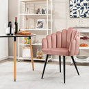 Modern Velvet Dining Chair with Metal Base and Petal Backrest by LJGDeals