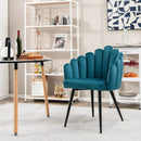 Modern Velvet Dining Chair with Metal Base and Petal Backrest by LJGDeals