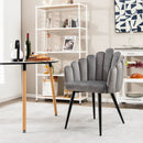 Modern Velvet Dining Chair with Metal Base and Petal Backrest by LJGDeals