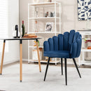 Modern Velvet Dining Chair with Metal Base and Petal Backrest by LJGDeals