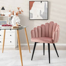 Modern Velvet Dining Chair with Metal Base and Petal Backrest by LJGDeals