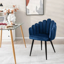 Modern Velvet Dining Chair with Metal Base and Petal Backrest by LJGDeals