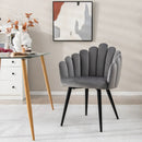 Modern Velvet Dining Chair with Metal Base and Petal Backrest by LJGDeals