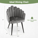 Modern Velvet Dining Chair with Metal Base and Petal Backrest