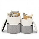 Velvet/Linen Fabric Storage Ottoman Set of 2 by LJGDeals