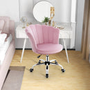 Upholstered Velvet Kids Desk Chair with Wheels and Seashell Back by LJGDeals