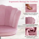Upholstered Velvet Kids Desk Chair with Wheels and Seashell Back by LJGDeals