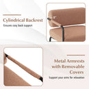 Velvet Upholstered Accent Chair with Cylindrical Backrest and Metal Armrests by LJGDeals