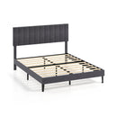 Velvet Upholstered Platform Bed with Height Adjustable Vertical Channel Headboard by LJGDeals