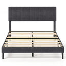 Velvet Upholstered Platform Bed with Height Adjustable Vertical Channel Headboard by LJGDeals