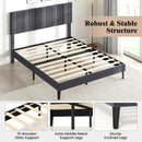 Velvet Upholstered Platform Bed with Height Adjustable Vertical Channel Headboard