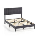Velvet Upholstered Platform Bed with Height Adjustable Vertical Channel Headboard by LJGDeals