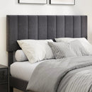 Velvet Upholstered Platform Bed with Height Adjustable Vertical Channel Headboard by LJGDeals