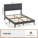 Velvet Upholstered Platform Bed with Height Adjustable Vertical Channel Headboard by LJGDeals