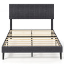 Velvet Upholstered Platform Bed with Height Adjustable Vertical Channel Headboard by LJGDeals