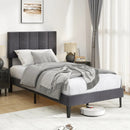Upholstered Platform Bed with Adjustable Headboard - Twin Size by LJGDeals