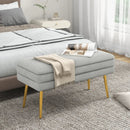 Velvet Upholstered Storage Bench with Removable Top-Grey by LJGDeals