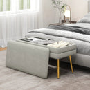 Velvet Upholstered Storage Bench with Removable Top-Grey by LJGDeals