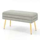 Velvet Upholstered Storage Bench with Removable Top-Grey by LJGDeals