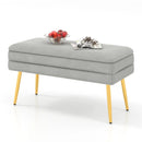 Velvet Upholstered Storage Bench with Removable Top-Grey by LJGDeals