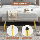 Velvet Upholstered Storage Bench with Removable Top-Grey by LJGDeals