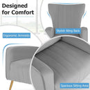 Velvet Upholstered Wingback Chair with Lumbar Pillow and Golden Metal Legs by LJGDeals