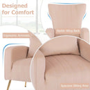 Velvet Upholstered Wingback Chair with Lumbar Pillow and Golden Metal Legs by LJGDeals