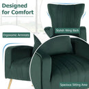 Velvet Upholstered Wingback Chair with Lumbar Pillow and Golden Metal Legs by LJGDeals