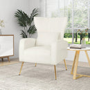 Velvet Upholstered Wingback Chair with Lumbar Pillow and Golden Metal Legs by LJGDeals