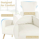 Velvet Upholstered Wingback Chair with Lumbar Pillow and Golden Metal Legs by LJGDeals