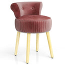 Velvet Vanity Chair with Back Upholstered Vanity Stool with Tufted Low Back and Solid Wood Legs by LJGDeals