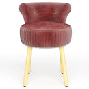 Velvet Vanity Chair with Back Upholstered Vanity Stool with Tufted Low Back and Solid Wood Legs by LJGDeals