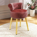Velvet Vanity Chair with Back Upholstered Vanity Stool with Tufted Low Back and Solid Wood Legs by LJGDeals