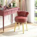 Velvet Vanity Chair with Back Upholstered Vanity Stool with Tufted Low Back and Solid Wood Legs by LJGDeals